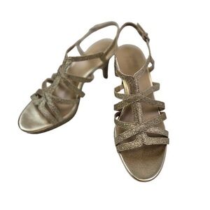 NWT/NIB Naturalizer Baylor Gold Glitter Strappy Heels Size 9.5